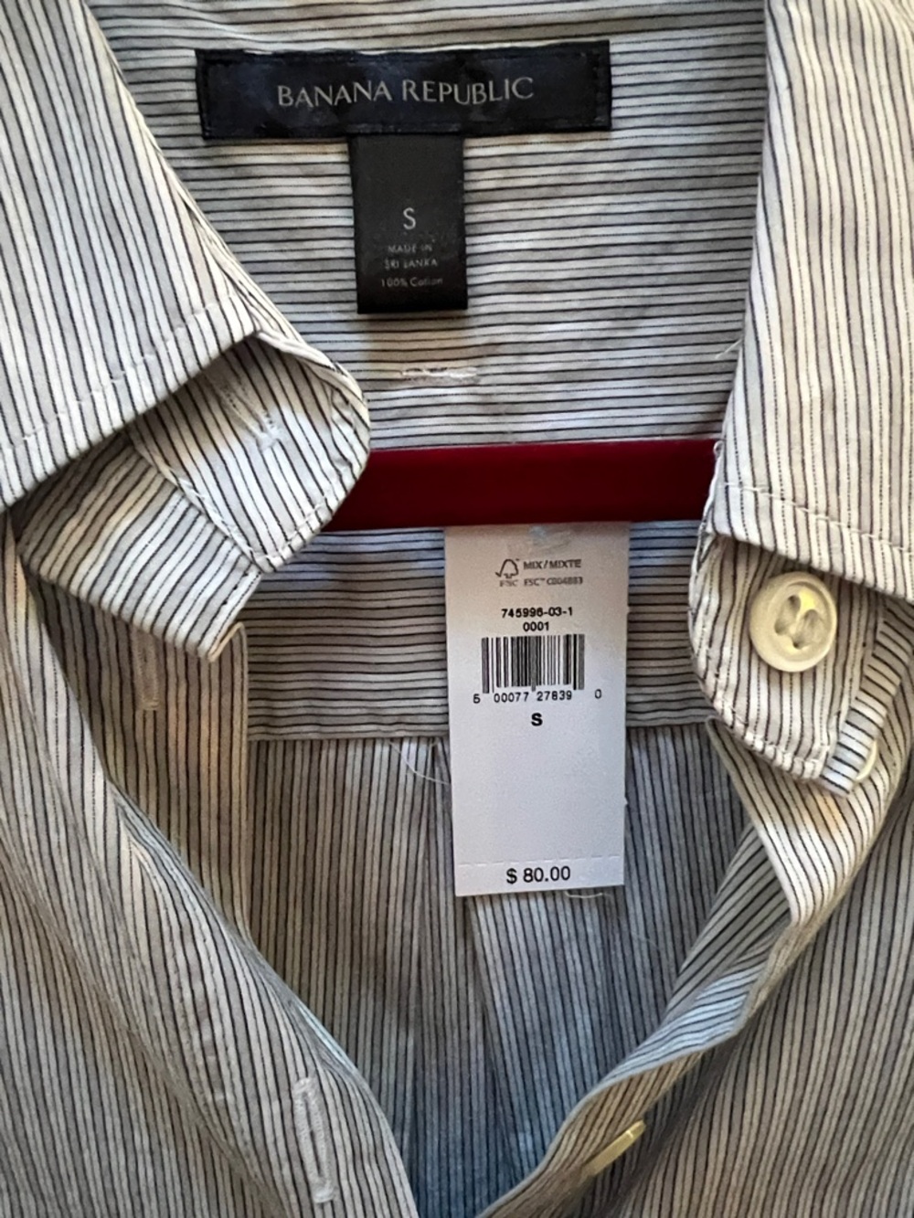 Banana Republic Women’s Blue & White Pinstripe Dress Shirt NWT Small